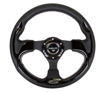 Picture of NRG Reinforced Steering Wheel (320mm) Blk wGloss Black Trim