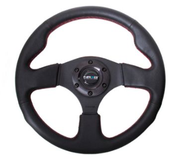 Picture of NRG Reinforced Steering Wheel (320mm) Leather wRed Stitch