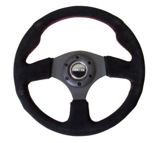 Picture of NRG Reinforced Steering Wheel (320mm) Suede wRed Stitch