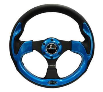 Picture of NRG Reinforced Steering Wheel (320mm) Blk wBlue Trim