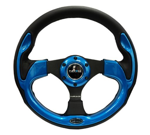 Picture of NRG Reinforced Steering Wheel (320mm) Blk wBlue Trim