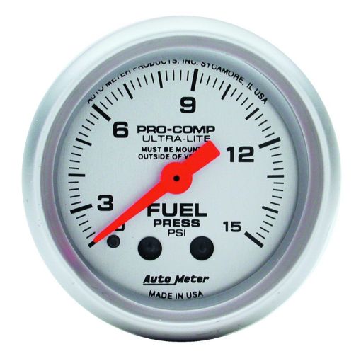 Picture of Autometer Ultra - Lite 2 - 116in 0 - 15 PSI Mechanical Fuel - Pressure Gauge w Isolator