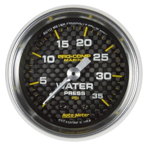 Picture of Autometer Marine Carbon Fiber 2 - 116in 35 PSI Mechanical Water Pressure Gauge