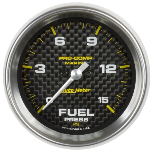 Picture of Autometer Marine Carbon Fiber 2 - 116in 15 PSI Digital Stepper Motor Fuel Pressure Gauge