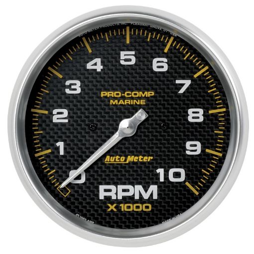 Picture of Autometer Marine Carbon Fiber 5in 10K RPM In - Dash Tachometer Gauge