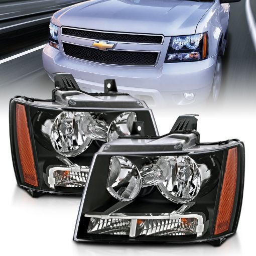 Picture of ANZO 2007 - 2014 Chevrolet TahoeSuburban Crystal Headlights Black