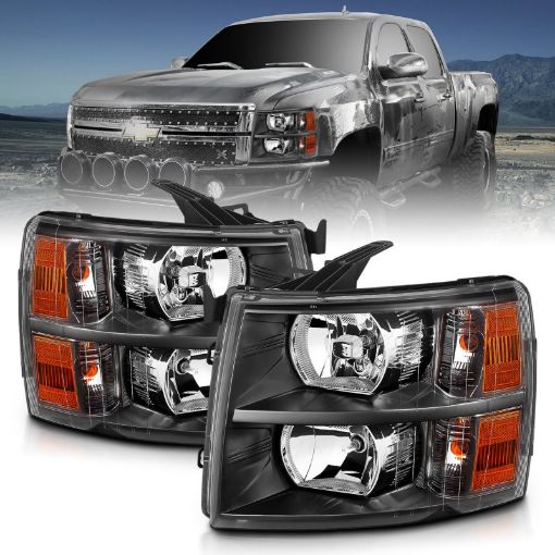 Picture of ANZO 2007 - 2013 Chevrolet Silverado Crystal Headlights Black
