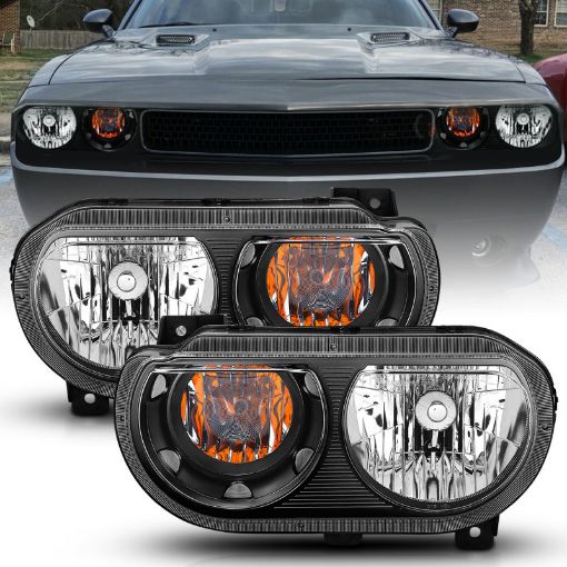 Picture of ANZO 2008 - 2014 Dodge Challenger Crystal Headlights Black