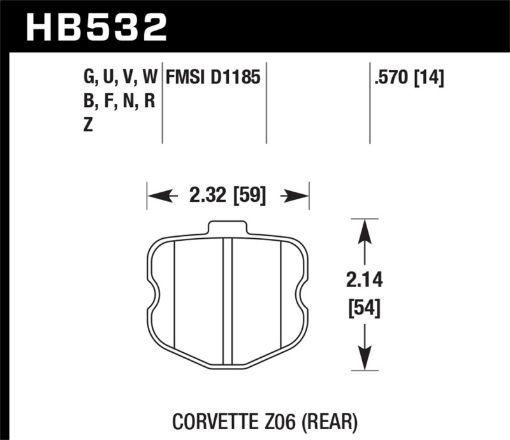 Picture of Hawk 06 - 10 Chevy Corvette (OEM Pad Design) Rear HPS Sreet Brake Pads