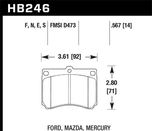 Picture of Hawk 91 - 02 Ford Escort 92 - 94 Mazda MX - 3 90 - 95 Protege HPS Street Front Brake Pads