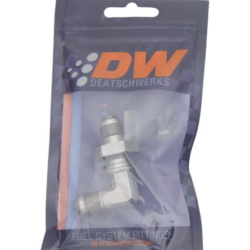 Picture of DeatschWerks 6AN Male Flare To 6AN Male Flare Bulkhead Adapter 90 - Degree (Incl. Nut)