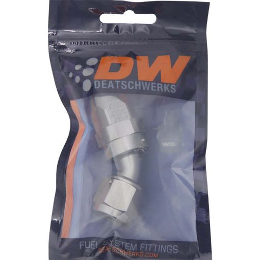 Picture of DeatschWerks 8AN Female Swivel 45 - Degree Hose End PTFE (Incl. 1 Olive Insert)