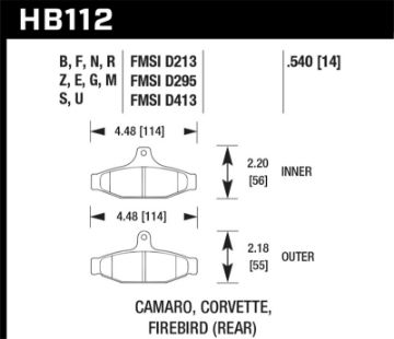 Picture of Hawk 85 - 97 Chevrolet Camaro wRear Disc Brakes 84 - 96 Chevrolet Corvette Black Race Rear Brake Pads