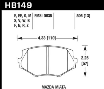 Picture of Hawk 94 - 05 Mazda Miata (NANB) Black Race Front Brake Pads