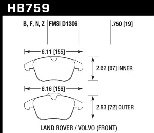 Picture of Hawk 11 - 16 Volvo S60 07 - 16 Volvo S80 (w 300mm Rotors) Performance Ceramic Street Front Brake Pads