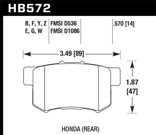 Picture of Hawk 02 - 04 Honda Civic Si 99 - 08 Acura TL DTC - 30 Race Rear Brake Pads