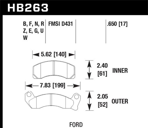 Picture of Hawk 87 - 93 Ford Mustang GTLX DTC - 60 Race Front Brake Pads