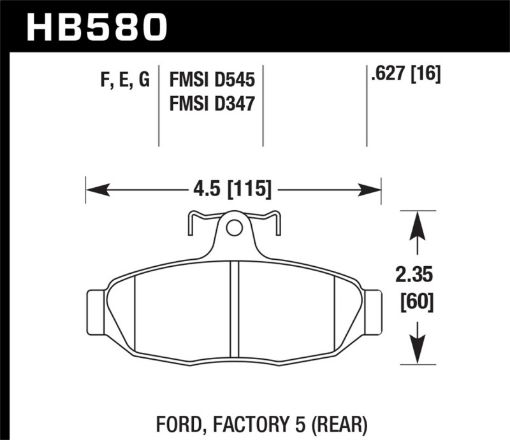 Picture of Hawk 86 - 92 Ford Taurus SHO 89 - 92 Ford Thunderbird Super Coupe DTC - 60 Race Rear Brake Pads