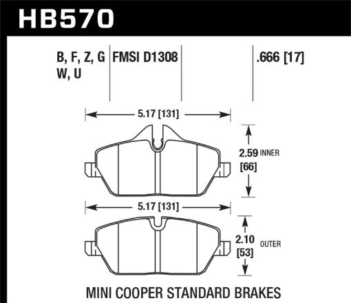 Picture of Hawk 07 - 15 Mini Cooper 08 - 14 Mini Cooper Clubman HPS 5.0 Street Front Brake Pads