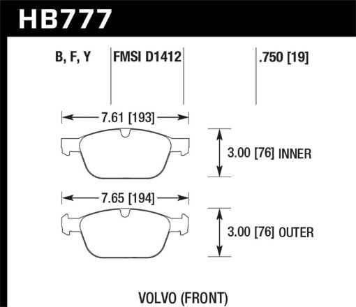 Picture of Hawk 10 - 15 Volvo XC60 03 - 14 Volvo XC90 (w 328mm Rotors) HPS 5.0 Street Front Brake Pads