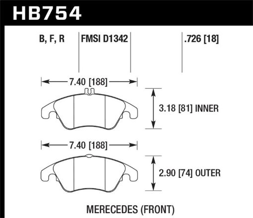 Picture of Hawk 10 - 16 Mercedes - Benz E350 12 - 16 Mercedes - Benz SLK350 HPS Street Front Brake Pads