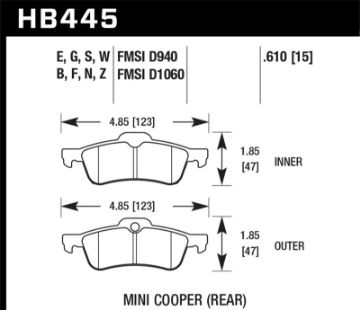 Picture of Hawk 02 - 08 Mini Cooper HT - 10 Race Rear Brake Pads