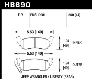 Picture of Hawk 03 - 07 Jeep Liberty (KJ) 03 - 06 Jeep Wrangler (w Rear Disc Brakes) LTS Street Rear Brake Pads