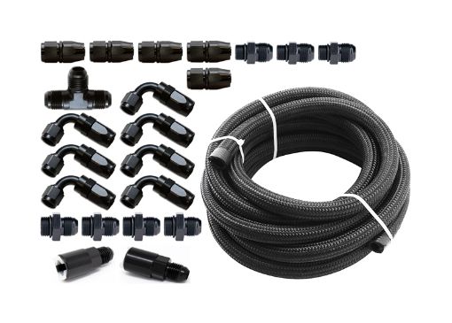 Picture of Torque Solution Braided Fuel Line Kit for - 6 Aeromotive FPR Subaru WRX 02 - 14 Subaru STI 07 - 18