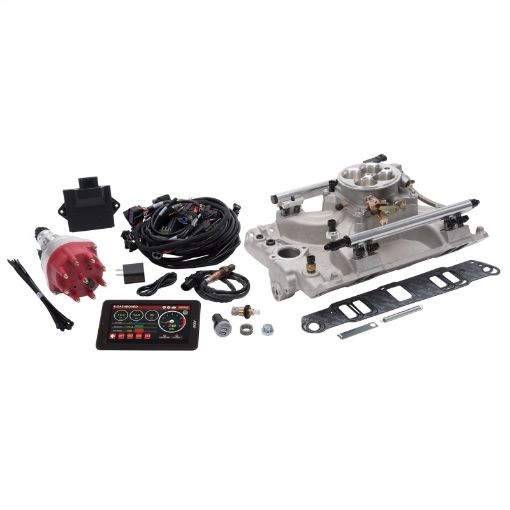 Picture of Edelbrock Pro Flo 4 Fuel Injection Kit Seq Port Pontiac 326 - 455 ci 550 Max HP 2 LbHr Injectors Satin