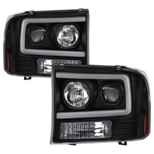 Picture of Spyder 99 - 04 Ford F250 Super Duty Projector Headlights - Light Bar - Black PRO - YD - FF25099V2 - LB - BK