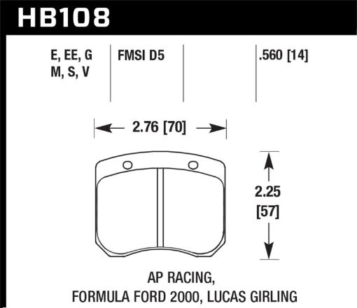 Picture of Hawk AP RacingFF 2000 14mm DTC - 60 Rear Race Brake Pads