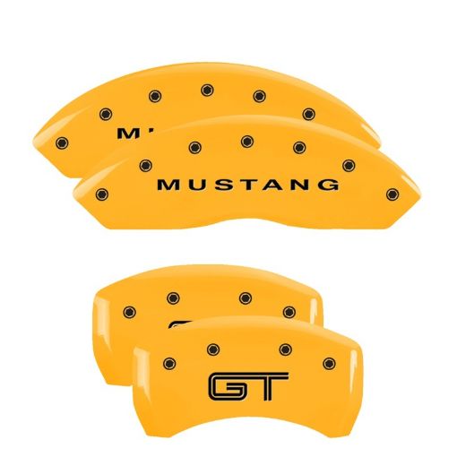 Picture of MGP 4 Caliper Covers Engraved Front Mustang - Engraved Rear S197GT - Yel Finish Blk Characters