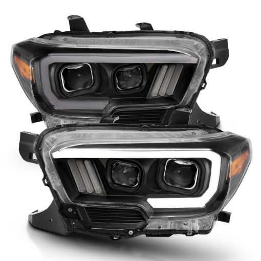 Picture of ANZO 2016 - 2017 Toyota Tacoma Projector Headlights w Plank Style Switchback Black w Amber