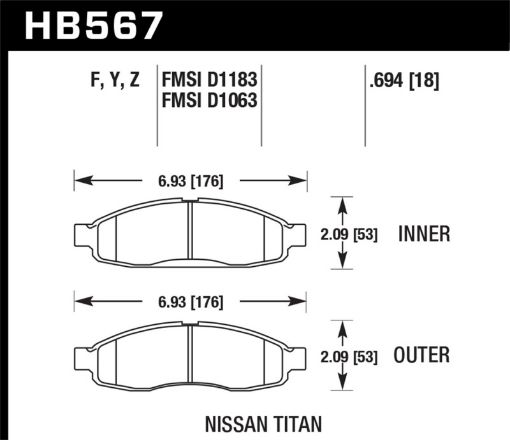 Picture of Hawk 04 - 06 infiniti QX56 05 - 06 Armada 04 Pathfinder 04 - 07 Titan LTS Street Front Brake Pads