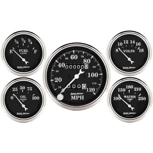 Picture of Auto Meter Gauge Kit 5 pc. 3 18in 2 116in Mechanical Speedometer Old Tyme Black