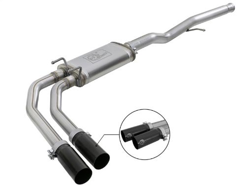 Picture of aFe Rebel Series 3in to 2.5in 409 SS Cat - Back Exhaust w Black Tips 09 - 18 GM SilveradoSierra 5.4L