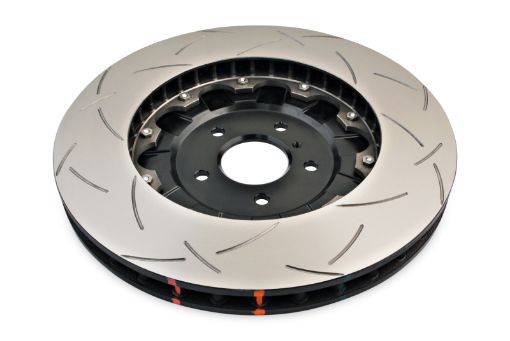 Picture of DBA 09 - 11 Nissan GTR R - 35 Front Slotted 5000 Series 2 Piece Rotor Assembled w Black Hat