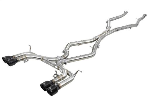 Picture of aFe MACH Force - Xp 3.5in. 304 SS CB Exhaust wo Muffler 15 - 18 BMW X5 M V8 - 4.4L (tt) - Black Tip