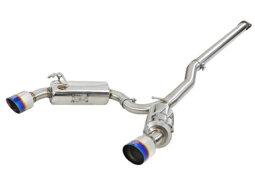 Picture of aFe Takeda 3in. to 2.5in. 304 SS CB Exhaust 08 - 15 Mitsubishi EVO I4 - 2.0L (t) - Blue Flamed Tips