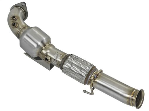 Picture of aFe Twisted Steel 3in. 304 SS Catted Series Downpipe 16 - 18 Ford Focus RS I4 - 2.3L (t)