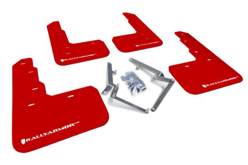 Picture of Rally Armor 17 - 22 Honda Civic Type R Red UR Mud Flap wWhite Logo