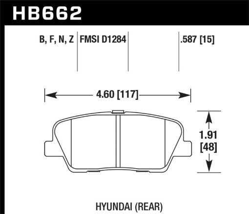 Picture of Hawk 10 Hyundai Genesis Coupe (wo Brembo Breaks) HPS Street 15mm Rear Brake Pads