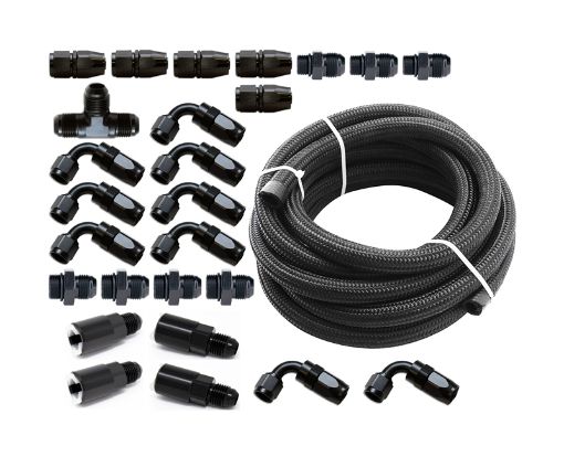 Picture of Torque Solution Braided Fuel Line Kit for - 6 Aeromotive FPR Flex Fuel Kit - 02 - 14 Subaru WRX