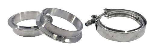 Picture of Torque Solution Stainless Steel V - Band Clamp Flange Kit - 3in (76mm)