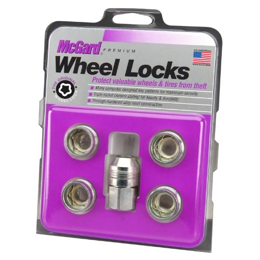 Picture of McGard Wheel Lock Nut Set - 5pk. (Under Hub Cap Cone Seat) M14X.5 22mm Hex .893in. L. - Silver