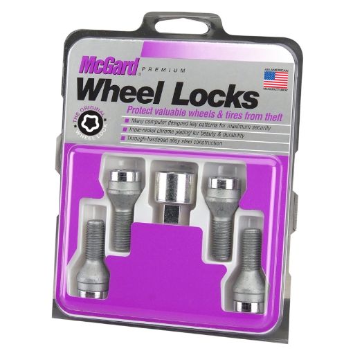 Picture of McGard Wheel Lock Bolt Set - 4pk. (Cone Seat) M14X1.5 17mm Hex 29.0mm Shank Length - Chrome