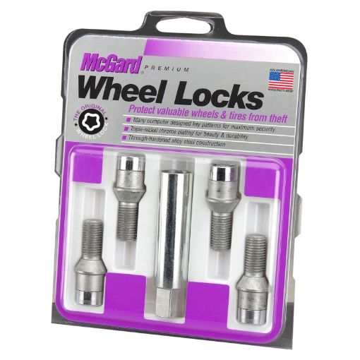 Picture of McGard Wheel Lock Bolt Set - 4pk. (Tuner Cone Seat) M12X1.5 17mm Hex 29.6mm Shank L. - Chrome