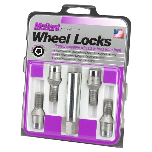 Picture of McGard Wheel Lock Bolt Set - 4pk. (Tuner Cone Seat) M12X1.5 17mm Hex 22.4mm Shank L. - Chrome