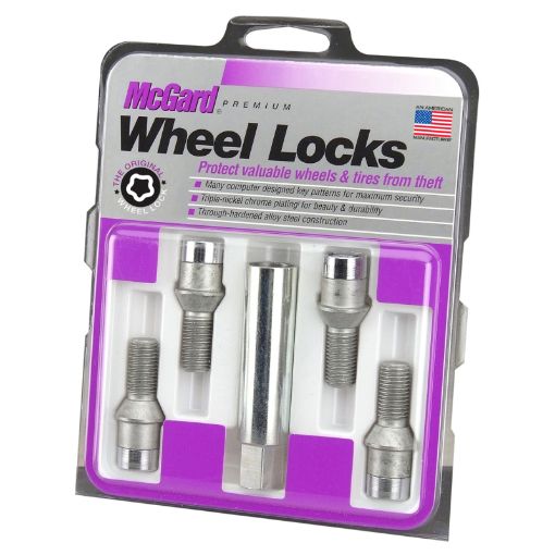Picture of McGard Wheel Lock Bolt Set - 4pk. (Tuner Cone Seat) M14X1.5 17mm Hex 28.6mm Shank L. - Chrome