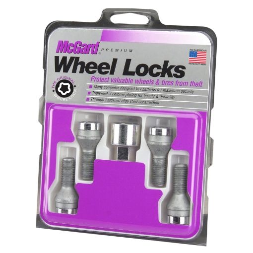 Picture of McGard Wheel Lock Bolt Set - 4pk. (Cone Seat) M14X1.5 17mm Hex 27.5mm Shank Length - Chrome